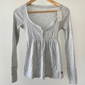 NWT Hollister Light Gray Long Sleeve Top - Bella Swan Y2K